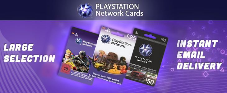Playstation Network Cards. Large Selection. Instant Email Delivery.